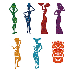 Другие Углеродистая сталь разрезает трафареты, для diy scrapbooking, Фотоальбом, декоративная бумага для тиснения, цвет нержавеющей стали, африканское племя, 67~92x38~109x0.8 мм, 3 шт / комплект