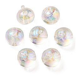 Прозрачный УФ-покрытие радужными переливающимися акриловыми бусинами, двухцветная бусина в бусине, фрукты, прозрачные, 16x15.5x16.5 мм, отверстие : 3.5 мм