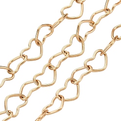 Real 18K Gold Plated 304 Stainless Steel Heart Link Chains, with Spool, Ion Plating(IP), Long-Lasting Plated, Real 18K Gold Plated, 7x5x0.8mm, about 82.02 Feet(25m)/Roll