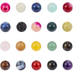 Gemischte Stein Naturstein Perlen, Runde, 8 mm, Bohrung: 1 mm, 100 g / Beutel