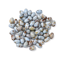 Аква 60 шт. 10 г запекаемая краска пикассо стеклянные бусины, овальные, вода, 6~6.5x4~4.5 мм, отверстие : 1 мм