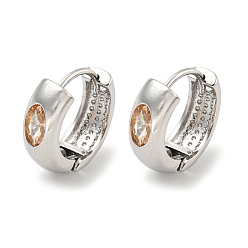 Real Platinum Plated Brass with Cubic Zirconia Earrings, Real Platinum Plated, 15.5x5mm