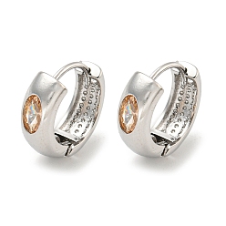 Real Platinum Plated Brass with Cubic Zirconia Earrings, Real Platinum Plated, 13.5x5mm