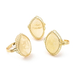 Лимонный Кварц Регулируемое кольцо из натурального лимонного кварца с конским глазом, массивное кольцо с драгоценным камнем, украшения из латуни для женщин, золотые, без кадмия и без свинца, размер США 7 3/4 (17.9 мм)