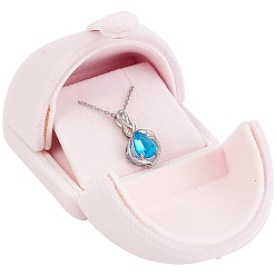 Pink Velvet Pendant Storage Boxes, Pendant Jewelry Gift Case for Wedding, Pink, 6.9x6.3x5.9cm