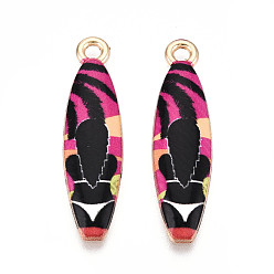 Черный Подвески из эмали и сплава, стойки покрытие, очаровывать доску для серфинга, золотой свет, чёрные, 35x9.1x2.2 мм, отверстие : 2 мм