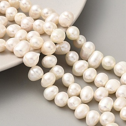Old Lace Natural Cultured Freshwater Pearl Beads Strands, Top Drilled, Rice, Old Lace, 7~8mm, Hole: 0.6mm, about 31pcs/strand, 7.28 inch(18.5cm)