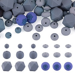 Blueberry 60шт 6 стили силиконовые бусины, фокусные бусы, серые, черника, 8~17x8~16 мм, отверстие : 1~2 мм