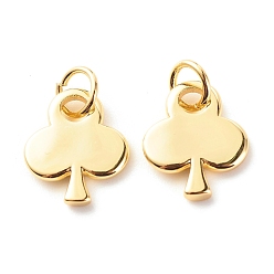 Настоящее золото 18K Латунные подвески, с целью перехода в кольце, без кадмия и без свинца, клубная карта, лист, реальный 18 k позолоченный, 14.5x12x2 мм, отверстие : 4.4 мм