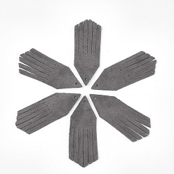 Slate Gray Eco-Friendly Sheepskin Leather Tassel Pendants, Slate Gray, 49x18x1mm, Hole: 1.4mm