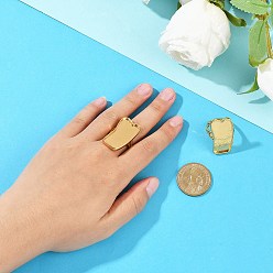 Золотой Прямоугольные латунные регулируемые кольца, Настройки колодки кольцо, долговечный, стойки покрытие, золотые, лоток : 29.5x15 мм, 32x17 мм, внутренний диаметр: 18 мм