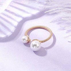 Золотой Кольца-манжеты из ракушек и жемчуга, с экологически чистой медной проволокой, золотые, внутренний диаметр: 17 мм