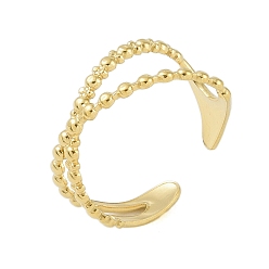 Cross 304 открытые манжеты из нержавеющей стали, кольца крест-накрест для женщин, реальный 18 k позолоченный, крестик, 10.5 мм, внутренний диаметр: регулируемый