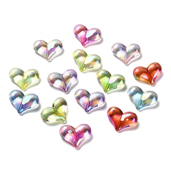 (52) Непрозрачная лаванда Уф-покрытие прозрачные акриловые бусины, радужный, сердце, разноцветные, 16x22x8 мм, отверстие : 1.6 мм