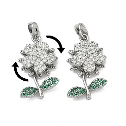 Платина Вращающиеся подвески из латуни с микропаве и кубическим цирконием, долговечный, , платина, 24x15x5 мм, отверстие : 4x2 мм