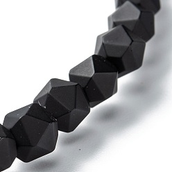 Black Frosted Glass Beads Stretch Bracelets, Faceted, Polygon, Black, Beads: 5x6mm, Inner Diameter: 2 inch(5.2cm)