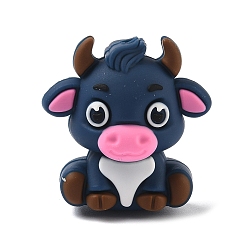 (461) Высокий Металлик Виноград Силиконовые бусины, фокусные бусы, темно-синий, крупный рогатый скот, 28x27x16.5 мм, отверстие : 2 мм