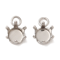 Нержавеющая Сталь Цвет 304 подвески из нержавеющей стали со стразами в форме когтя, полированный, плоско-круглые, цвет нержавеющей стали, пригодный для стразов 3.5 мм, 7x4.5x4 мм, отверстие : 1.6 мм