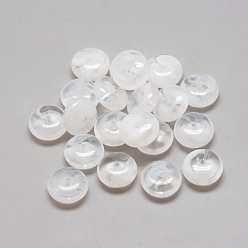 White Acrylic Beads, Imitation Gemstone Style, Two Tone Color, Rondelle, Clear & White, 10x5.5mm, Hole: 2mm, about 1460pcs/500g