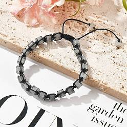 Лабрадорита Регулируемые браслеты из плетеных бусин из натурального лабрадорита и немагнитного синтетического гематита, внутренний диаметр: 1-3/4~2-7/8 дюйм (4.5~7.3 см)