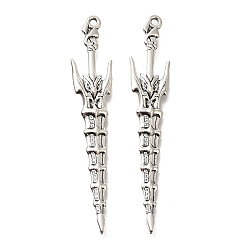 Античное Серебро Тибетский сплав стиля большие кулоны, без кадмия и без свинца, очарование алебарды, античное серебро, 58x11x3 мм, отверстие : 1.5 мм, Около 194 шт / 500 г