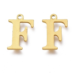 Letter F Вакуумное покрытие pvd 304 подвески из нержавеющей стали, лазерная резка, алфавит, золотые, буква f, 12.5x8x0.7 мм, отверстие : 1 мм