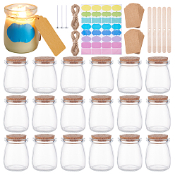 (52) Непрозрачная лаванда Комплекты для изготовления свечей, включая самоклеящиеся наклейки из ПВХ, бумажные пустые подарочные бирки, стеклянные бутылки желающих, хлопковый фитиль для ароматической свечи, держатель сердечника для воска из дерева, разноцветные, 56.5x73.5 мм