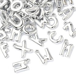 Серебро Акриловые подвески, письмо амулеты, серебряные, 30~30.5x7.5~23.5x5~7.5 мм, отверстие : 3 мм