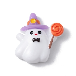 Ghost Кабошоны из непрозрачной смолы на тему Хэллоуина, белые, призрак, 26x23x7.5 мм