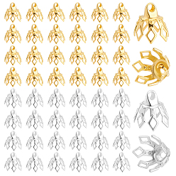 (52) Непрозрачная лаванда 200шт. 2 цвета латунные бусины колпачки дужки, 7-лепестков цветка, разноцветные, 8x8 мм, отверстие : 1.2 мм, 100 шт / цвет