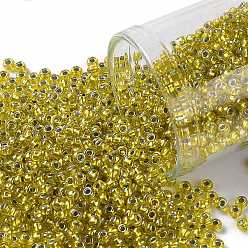 (1811) Silver Lined Peridot Rainbow Toho runde Rocailles, japanische Rocailles, (1811) Peridot-Regenbogen mit Silberstreifen, 11/0, 2.2 mm, Bohrung: 0.8 mm, über 1110pcs / Flasche, 10 g / Flasche