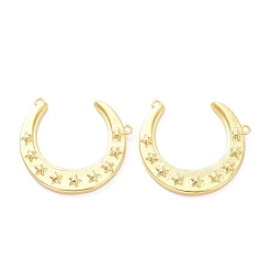Настоящее золото 18K Латунные подвески, долговечный, Луна и звезды, реальный 18 k позолоченный, 22x25x3 мм, отверстие : 1 мм