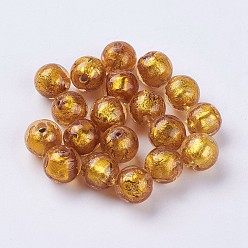 (932FM) Темно-синий аква-матовый с подкладкой Бусины ручной работы бусины серебряной фольгой, круглые, темно-золотистые, 9.5~10 мм, отверстие : 1.5~2 мм