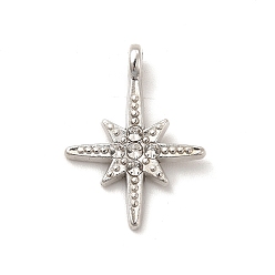 Платина Сплава кристалла горный хрусталь подвески, звезда очарование, платина, 22x16x2 мм, отверстие : 2 мм