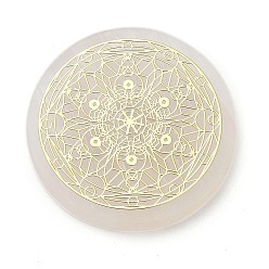 Цветок Плоские круглые подставки для ломтиков из натурального селенита, Камень Рейки для баланса чакр, кристалл исцеления, цветок, 64.5~66x7.5~8.5 мм