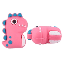 Ярко-Розовый Силиконовые бусины, DIY уход за ожерельем, динозавр, ярко-розовый, 25x15 мм