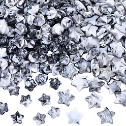 Black 300Pcs 2 Styles Acrylic Beads, Star, Imitation Gemstone, Black, 11~14x11~15x7~10mm, Hole: 2mm