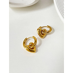 Золотой Сердце 304 нержавеющей стали серьги обруча, золотые, 23x18 мм