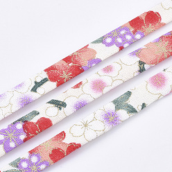 Farbig Flachen Tuch Schnüre, Blumenmuster, Farbig, 9.5x1.5 mm, ca. 5.46 Yards (5 m)/Rolle