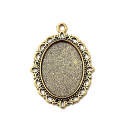 Античное Золото Тибетский стиль овальный сплава настройки кулон кабошон, без свинца и без кадмия, античное золото , лоток: 25x18 м, 39x29x2 мм, отверстие : 2.5 мм, Около 300 шт / 1000 г