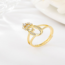 Letter O Латунные микро проложить пальцев кольца кубического циркония, без кадмия, без никеля и без свинца, для женщин, Письмо O, размер США 3 (14 мм)