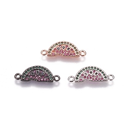 Mixed Color Brass Micro Pave Cubic Zirconia Links, Watermelon, Colorful, Mixed Color, 19x7x2mm, Hole: 1.5mm