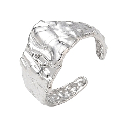Stainless Steel Color Textured 304 Stainless Steel Finger Rings Components, with Loop, Tarnish Free, Stainless Steel Color, 15mm, Hole: 1.6mm, 18mm