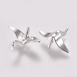 Серебро Сплавочные бусины, бумага кран, серебряный цвет гальваническим, 16x21x8 мм, отверстие : 1.4 мм