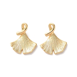 Настоящее золото 18K Латунные подвески, подвески из листьев гинкго, реальный 18 k позолоченный, 15.5x13x3 мм, отверстие : 1.2 мм