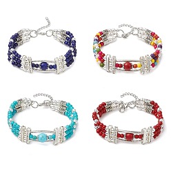 (52) Непрозрачная лаванда Круглые браслеты из синтетической бирюзы и немагнитного синтетического гематита для женщин и мужчин, со стразами, разноцветные, 7-1/8 дюйм (18 см)