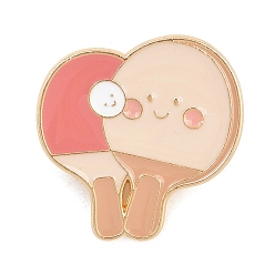 Лосось Спортивные настольный теннис эмалированные броши, булавки для лацканов из сплава для одежды рюкзака, золотой свет, salmon, 27x27 мм