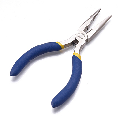 Dodger Blue Jewelry Pliers, Iron Chain Nose Pliers, Serrated Jaw and Wire Cutter, Dodger Blue, 130x70x10mm