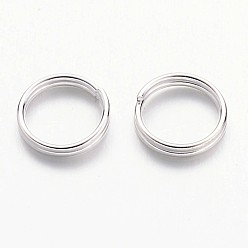 Серебро Железные разрезные кольца, кольца с двойной петлей, без кадмия и без свинца, серебряный цвет гальваническим, 8x1.4 мм, около 6.6 мм внутренним диаметром, Около 7000 шт / 1000 г
