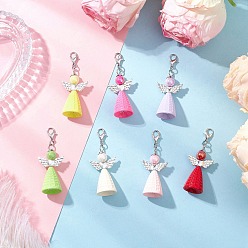 (52) Непрозрачная лаванда Акриловые подвесные украшения ангела, с цинковым сплавом застежками омаров коготь, разноцветные, 54 мм